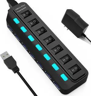 7 Ports USB 3.0 HUB USB Splitter With Power Adapter For Desktop Pc Laptop Computer Accessories USB 3 Hab