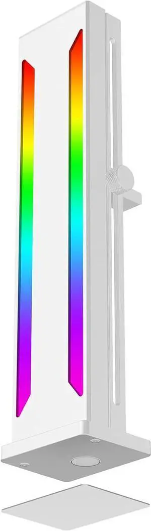 RGB GPU Support Bracket, Magnetic Base Graphics Card GPU Brace Support, Slidable 5V 3 Pin GPU Stand Colorful Video Card Holder Bracket (White)