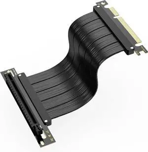 PCI-E 4.0 Riser Cable, PCIe 4.0 x16 200mm High Speed Flexible Extender Card Extension Port 90 Degree Adapter, PCIe 4.0 | Older Compatible, EMI Shielded 30 AWG, TPE Cable Sleeves Black