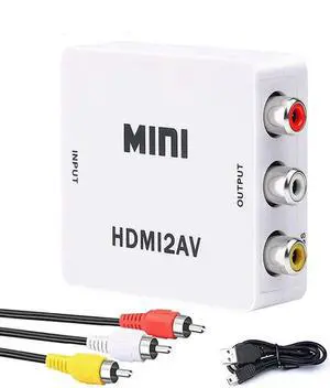 HDMI to AV Converter Adapter HDMI to 3 RCA CVBS Converter 1080P Composite Video Audio Converters Support PAL/NTSC with RCA Cable