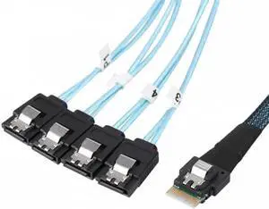 Aomoproing SF-103 Slim Line SAS 4.0 SFF-8654 4i 38pin Host to 4 SATA 7pin Target Hard Disk Fanout Raid Cable 50cm Aomoproing SF-103 Slim Line SAS 4.0 SFF-8654 4i 38pin Host to 4 SATA 7pin Target Hard Disk Fanout Raid Cable 50cm