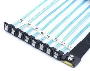 Aomoproing PCI-E Slimline SAS SFF-8654 8i to 8X SATA 90-Degree Cable, Full Cover Anti-Misplug Design,24Gbps High-Speed Server Data Cable (1m/39.37in) Aomoproing PCI-E Slimline SAS SFF-8654 8i to 8X SATA 90-Degree Cable, Full Cover Anti-Misplug Design,24Gbps High-Speed Server Data Cable (1m/39.37in)