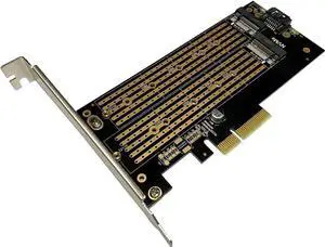 Aomoproing PCIe 3.0 to M.2 NVMe/NGFF SSD Adapter Card High-Speed Expansion for Desktop PCs, Supports M Key/B Key/B&M Key, 2230 to 22110 Size Compatibility (Dual Slot NVME+NGFF) Aomoproing PCIe 3.0 to M.2 NVMe/NGFF SSD Adapter Card High-Speed Expansion for Desktop PCs, Supports M Key/B Key/B&M Key, 2230 to 22110 Size Compatibility (Dual Slot NVME+NGFF)