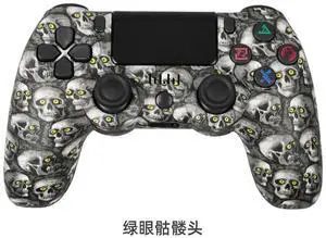 Aomoproing P4 wireless Bluetooth game controller with six-axis dual vibration function, 4th generation, with light stripController Green Sky Skull Head Aomoproing P4 wireless Bluetooth game controller with six-axis dual vibration function, 4th generation, with light stripController Green Sky Skull Head