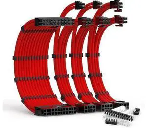 PSU Cable Extension Kit 30CM Length with Cable Combs 1x24Pin/1x8Pin(4+4) EPS/2x8Pin(6P+2P) PCI-E/PC Sleeved Cable for ATX Power Supply(Red) PSU Cable Extension Kit 30CM Length with Cable Combs 1x24Pin/1x8Pin(4+4) EPS/2x8Pin(6P+2P) PCI-E/PC Sleeved Cable for ATX Power Supply(Red)