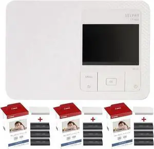 WISDUM SELPHY CP1500 Compact Photo Printer (White) with 3x KP-108IN Selphy Color Ink 4x6 Paper Set 3115B001 WISDUM SELPHY CP1500 Compact Photo Printer (White) with 3x KP-108IN Selphy Color Ink 4x6 Paper Set 3115B001
