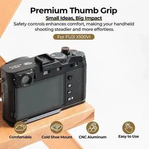 WISDUM Freewell Thumb Grip with Cold Shoe Mount for X100VI Camera, Black WISDUM Freewell Thumb Grip with Cold Shoe Mount for X100VI Camera, Black