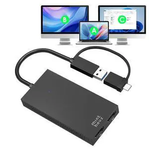HDMI Splitter for Dual Monitors, Universal Video Graphics Adapter for Thunderbolt 5/4/3, USB 4, USB-A/C, Mac and Windows, USB-C to 4K@30Hz &1080p@60Hz HDMI Extender for Windows & MacBook HDMI Splitter for Dual Monitors, Universal Video Graphics Adapter for Thunderbolt 5/4/3, USB 4, USB-A/C, Mac and Windows, USB-C to 4K@30Hz &1080p@60Hz HDMI Extender for Windows & MacBook