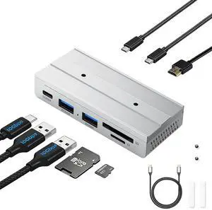 7-in-1 Magnetic USB C Hub with 4K HDMI & 100W PD Charging, 10Gbps USB 3.0 Hub, 2 USB-A Ports, SD/TF Card Reader, Includes Sliding Rail for MacBook Pro/Air, Dell XPS, Laptop, Silver 7-in-1 Magnetic USB C Hub with 4K HDMI & 100W PD Charging, 10Gbps USB 3.0 Hub, 2 USB-A Ports, SD/TF Card Reader, Includes Sliding Rail for MacBook Pro/Air, Dell XPS, Laptop, Silver