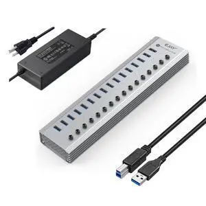 16-Port USB 3.0 Data Hub and Charger with Individual Power Switches with Power Adapter for Mac, PC (TGH-16U-Gray) 16-Port USB 3.0 Data Hub and Charger with Individual Power Switches with Power Adapter for Mac, PC (TGH-16U-Gray)