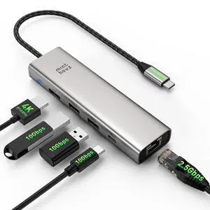 6-in-1 USB C Hub, 4K@144Hz HDMI, 100W PD Charging, 10Gbps USB-C/A Ports, 2.5G Ethernet, Compatible with MacBook Neo, M1/M2/M3, Surface, HP, Lenovo Laptops 6-in-1 USB C Hub, 4K@144Hz HDMI, 100W PD Charging, 10Gbps USB-C/A Ports, 2.5G Ethernet, Compatible with MacBook Neo, M1/M2/M3, Surface, HP, Lenovo Laptops