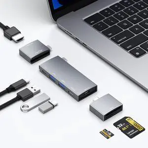 USB C Hub for MacBook, USB Hub 7-in-2, for Thunderbolt 4 Port, 4K 60Hz HDMI, 2 USB C, 2 USB A Data Ports microSD SD Card Reader for MacBook Pro 13 Inch, MacBookAir M1 M2 M3 iPad Dell Lenovo USB C Hub for MacBook, USB Hub 7-in-2, for Thunderbolt 4 Port, 4K 60Hz HDMI, 2 USB C, 2 USB A Data Ports microSD SD Card Reader for MacBook Pro 13 Inch, MacBookAir M1 M2 M3 iPad Dell Lenovo