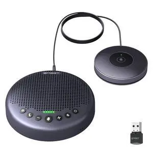 Conference Speaker and Microphone w/8+1 Mics, 360° Voice Pickup, Noise Reduce, Bluetooth/USB/Dongle Speakerphone for 14 People w/Daisy Chain for 25, Compatible w/Leading Platforms, 2025 Version Conference Speaker and Microphone w/8+1 Mics, 360° Voice Pickup, Noise Reduce, Bluetooth/USB/Dongle Speakerphone for 14 People w/Daisy Chain for 25, Compatible w/Leading Platforms, 2025 Version