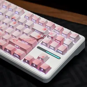 Cherry Blossom Pink Keycaps,Side Printed Shine Through Keycap PBT Dye Sub Cherry Profile Cute Keycaps 127 Keys Custom Key Cap Set for Cherry MX Switches 60% 75% Mechanical Gaming Keyboard Cherry Blossom Pink Keycaps,Side Printed Shine Through Keycap PBT Dye Sub Cherry Profile Cute Keycaps 127 Keys Custom Key Cap Set for Cherry MX Switches 60% 75% Mechanical Gaming Keyboard