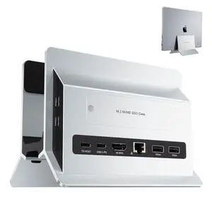 Vertical MacBook Docking Station, Docking Station for Mac mini with M.2 NVMe case for MacBook Pro/Air, 4K@60Hz HDMI, 2USB C 10Gbps, SD/TF, 100W PD, RJ45, 2 USB A for Windows Sliver Vertical MacBook Docking Station, Docking Station for Mac mini with M.2 NVMe case for MacBook Pro/Air, 4K@60Hz HDMI, 2USB C 10Gbps, SD/TF, 100W PD, RJ45, 2 USB A for Windows Sliver