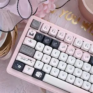 Pink and Black Cute Keycaps,MOA Profile Creamy Keycaps PBT Dye-Sub Kawaii Custom Full Size Keycap Set for Cherry MX Switch ANSI Layout 75% 60% 100% Mechanical Gaming Keyboard (126Keys) Pink and Black Cute Keycaps,MOA Profile Creamy Keycaps PBT Dye-Sub Kawaii Custom Full Size Keycap Set for Cherry MX Switch ANSI Layout 75% 60% 100% Mechanical Gaming Keyboard (126Keys)