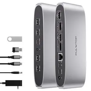 Displaylink Docking Station, Triple Display DisplayLink Dock for MacBook M1/M2/M3 Windows, 4K@60Hz Laptop Docking Station with 2 HDMI, 2 Display Port, PD, USB C Data, 4 USBA, Ethernet, Audio Displaylink Docking Station, Triple Display DisplayLink Dock for MacBook M1/M2/M3 Windows, 4K@60Hz Laptop Docking Station with 2 HDMI, 2 Display Port, PD, USB C Data, 4 USBA, Ethernet, Audio