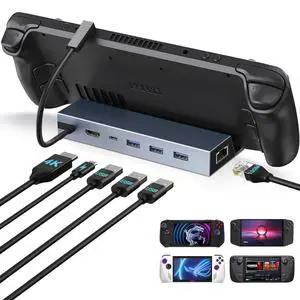 Steam Deck Dock, Docking Station for Steam Deck/ROG Ally/Legion Go/MSI Claw/Nitro Deck/Steam Deck OLED, 6-in-1 USB C Dock with HDMI 4K UHD, 100Mbps RJ45 Ethernet, USB 3.0 and PD 100W Charging Steam Deck Dock, Docking Station for Steam Deck/ROG Ally/Legion Go/MSI Claw/Nitro Deck/Steam Deck OLED, 6-in-1 USB C Dock with HDMI 4K UHD, 100Mbps RJ45 Ethernet, USB 3.0 and PD 100W Charging
