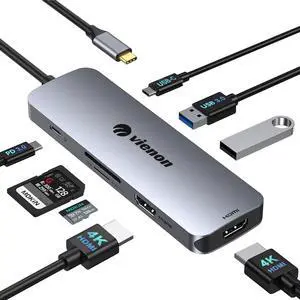 Docking Station Dual Monitor, USB C Hub Dual HDMI Adapter for 2 Monitors with 2 4K HDMI, 2 USB 3.0 5Gbps, SD/TF Card Reader, PD 100W, USB C Ports Comaptible for MacBook, Dell, HP, Surface Docking Station Dual Monitor, USB C Hub Dual HDMI Adapter for 2 Monitors with 2 4K HDMI, 2 USB 3.0 5Gbps, SD/TF Card Reader, PD 100W, USB C Ports Comaptible for MacBook, Dell, HP, Surface