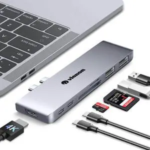 USB C Hub Adapter for MacBook, 7 in 2 Docking Station with 4K HDMI, 40Gbps Thunderbolt 3, 5Gbps USB-A &C Data Ports, SD/TF Card Reader Compatible for MacBook Pro Air M3/M2/M1 (2018-2024) USB C Hub Adapter for MacBook, 7 in 2 Docking Station with 4K HDMI, 40Gbps Thunderbolt 3, 5Gbps USB-A &C Data Ports, SD/TF Card Reader Compatible for MacBook Pro Air M3/M2/M1 (2018-2024)