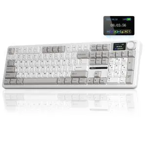 AULA F108 PRO Wireless Mechanical Keyboard with Screen & Knob, Full Size Keyboard with Silent Switch, Tri-Mode BT5.0/2.4GHz/USB-C, Pre-lubed Switches, RGB Backlit Hot Swappable Custom Gaming Keyboards AULA F108 PRO Wireless Mechanical Keyboard with Screen & Knob, Full Size Keyboard with Silent Switch, Tri-Mode BT5.0/2.4GHz/USB-C, Pre-lubed Switches, RGB Backlit Hot Swappable Custom Gaming Keyboards