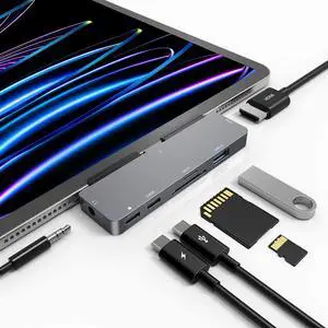iPad Pro USB C Hub, 7-in-1 Adapter for iPad Pro M4 M2 M1 13 12.9 11 inch iPad Air 5 4 Docking Station with 4K HDMI, USB-C PD, SD/TF Card Reader, USB 3.0, 3.5mm Headphone Jack, iPad mini 6 Accessories iPad Pro USB C Hub, 7-in-1 Adapter for iPad Pro M4 M2 M1 13 12.9 11 inch iPad Air 5 4 Docking Station with 4K HDMI, USB-C PD, SD/TF Card Reader, USB 3.0, 3.5mm Headphone Jack, iPad mini 6 Accessories