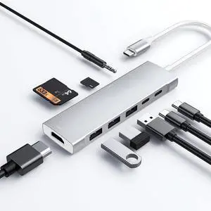 USB C HUB for iPad Pro 9-in-1 Adapter iPad Pro M4 M2 M1 13 12.9 11 inch iPad Air 5 4 Docking Station with 4K HDMI, USB-C PD, SD/TF Card Reader, USB 3.0, 3.5mm Headphone Jack, Type C Data, iPad mini 6 USB C HUB for iPad Pro 9-in-1 Adapter iPad Pro M4 M2 M1 13 12.9 11 inch iPad Air 5 4 Docking Station with 4K HDMI, USB-C PD, SD/TF Card Reader, USB 3.0, 3.5mm Headphone Jack, Type C Data, iPad mini 6