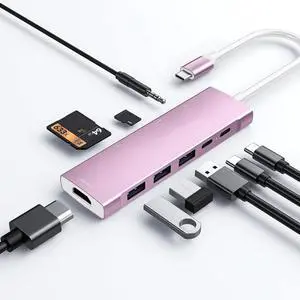 USB C HUB for iPad Pro 9-in-1 Adapter iPad Pro M4 M2 M1 13 12.9 11 inch iPad Air 5 4 Docking Station with 4K HDMI, USB-C PD, SD/TF Card Reader, USB 3.0, 3.5mm Headphone Jack, Type C Data, iPad mini 6 USB C HUB for iPad Pro 9-in-1 Adapter iPad Pro M4 M2 M1 13 12.9 11 inch iPad Air 5 4 Docking Station with 4K HDMI, USB-C PD, SD/TF Card Reader, USB 3.0, 3.5mm Headphone Jack, Type C Data, iPad mini 6