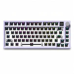 K75 Barebone 75% Hot Swap Tri-Mode Bluetooth 5.0/2.4G Wireless/Type-C Wired RGB Mechanical Gaming Keyboard With Knob Screen Gasket PCB Mount Custom DIY Kit (Purple) K75 Barebone 75% Hot Swap Tri-Mode Bluetooth 5.0/2.4G Wireless/Type-C Wired RGB Mechanical Gaming Keyboard With Knob Screen Gasket PCB Mount Custom DIY Kit (Purple)