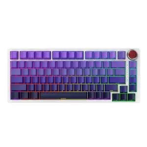 YK82 Aluminum Mechanical Keyboard,75% Gasket Mount Hot Swap Tri-Mode Wireless BT5.0/2.4GHz/USB-C Custom RGB Gaming Keyboard with Gradient Side Printed Keycaps Knob for PC/Mac Gamer (Purple) YK82 Aluminum Mechanical Keyboard,75% Gasket Mount Hot Swap Tri-Mode Wireless BT5.0/2.4GHz/USB-C Custom RGB Gaming Keyboard with Gradient Side Printed Keycaps Knob for PC/Mac Gamer (Purple)