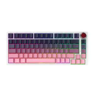 YK82 Aluminum Mechanical Keyboard,75% Gasket Mount Hot Swap Tri-Mode Wireless BT5.0/2.4GHz/USB-C Custom RGB Gaming Keyboard with Gradient Side Printed Keycaps Knob for PC/Mac Gamer (Pink-Black) YK82 Aluminum Mechanical Keyboard,75% Gasket Mount Hot Swap Tri-Mode Wireless BT5.0/2.4GHz/USB-C Custom RGB Gaming Keyboard with Gradient Side Printed Keycaps Knob for PC/Mac Gamer (Pink-Black)
