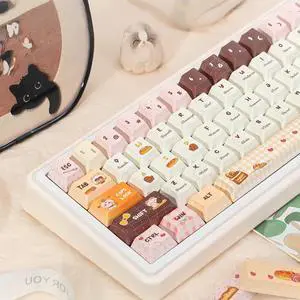 Cute Piggy Keycaps,Cherry Profile Kawaii Anime Keycaps PBT Dye-Sub 143 Keys Full Size Custom Bakery Key Cap Set for Cherry MX Switches ANSI Layout 100% 75% 60% Mechanical Keyboard DIY (Brown) Cute Piggy Keycaps,Cherry Profile Kawaii Anime Keycaps PBT Dye-Sub 143 Keys Full Size Custom Bakery Key Cap Set for Cherry MX Switches ANSI Layout 100% 75% 60% Mechanical Keyboard DIY (Brown)