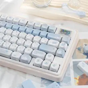 Cute Flower Keycaps,MOA Profile Kawaii Keycaps PBT Dye-Sub 134 Keys Full Size Custom Key Cap Set for Cherry MX Switches ANSI Layout 100% 75% 60% Mechanical Keyboard Creamy Keycap (Blue-Flower) Cute Flower Keycaps,MOA Profile Kawaii Keycaps PBT Dye-Sub 134 Keys Full Size Custom Key Cap Set for Cherry MX Switches ANSI Layout 100% 75% 60% Mechanical Keyboard Creamy Keycap (Blue-Flower)