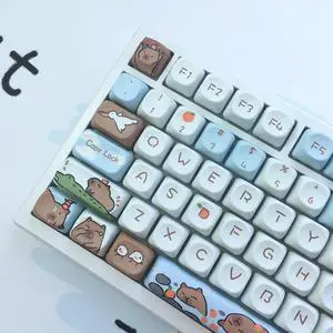 Cute Anime Keycaps,PBT Dye-Sublimation Kawaii Cartoon Capy-bara Keycaps MDA Profile 138 Keys Full Size Custom Keycaps Set for Cherry MX Switches Mechanical Gaming Keyboard DIY Cute Anime Keycaps,PBT Dye-Sublimation Kawaii Cartoon Capy-bara Keycaps MDA Profile 138 Keys Full Size Custom Keycaps Set for Cherry MX Switches Mechanical Gaming Keyboard DIY