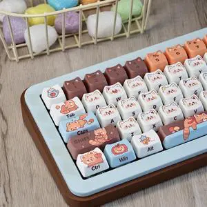 Cute Bear Keycaps,Mao Profile Kawaii Kitten-Shape PBT Dye-Sub Custom Keycap Set 128 Keys for Cherry MX Switch ANSI Layout 75% 60% Mechanical Gaming Keyboard Creamy Keycaps (Little-Raccoon) Cute Bear Keycaps,Mao Profile Kawaii Kitten-Shape PBT Dye-Sub Custom Keycap Set 128 Keys for Cherry MX Switch ANSI Layout 75% 60% Mechanical Gaming Keyboard Creamy Keycaps (Little-Raccoon)