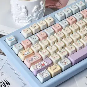 Cute Cat Keycaps,Mao Profile Kawaii Kitten-Shape PBT Dye-Sub Custom Keycap Set 128 Keys for Cherry MX Switch ANSI Layout 75% 60% Mechanical Gaming Keyboard Creamy Keycaps (Colorful-Cat) Cute Cat Keycaps,Mao Profile Kawaii Kitten-Shape PBT Dye-Sub Custom Keycap Set 128 Keys for Cherry MX Switch ANSI Layout 75% 60% Mechanical Gaming Keyboard Creamy Keycaps (Colorful-Cat)