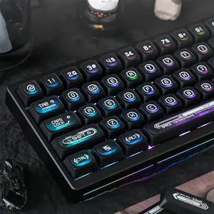 Shine Through Keycaps PC+PBT Frosted Translucent Keycaps Cat Eye Design Similar Cherry Profile Full Size 135 Keys Cap Set for Cherry MX Switches Mechanical Gaming Keyboard DIY (Black) Shine Through Keycaps PC+PBT Frosted Translucent Keycaps Cat Eye Design Similar Cherry Profile Full Size 135 Keys Cap Set for Cherry MX Switches Mechanical Gaming Keyboard DIY (Black)