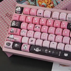 Black Pink Keycaps,Cute Bunny MOA Profile Creamy Pink Keycaps Set Dye Sublimation PBT Keycap 132 Keys Full Size Custom Key Cap for Cherry MX Switch 75% 60% Mechanical Gaming Keyboard Black Pink Keycaps,Cute Bunny MOA Profile Creamy Pink Keycaps Set Dye Sublimation PBT Keycap 132 Keys Full Size Custom Key Cap for Cherry MX Switch 75% 60% Mechanical Gaming Keyboard