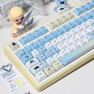 Cute Cat Keycaps,Creamy Style Blue Keycaps Dye Sublimation Thick PBT Custom Keycap Cherry Profile 137 Keys Full Set for Cherry MX Switch 60% 75% 100% Mechanical Gaming Keyboard DIY (Blue-White) Cute Cat Keycaps,Creamy Style Blue Keycaps Dye Sublimation Thick PBT Custom Keycap Cherry Profile 137 Keys Full Set for Cherry MX Switch 60% 75% 100% Mechanical Gaming Keyboard DIY (Blue-White)