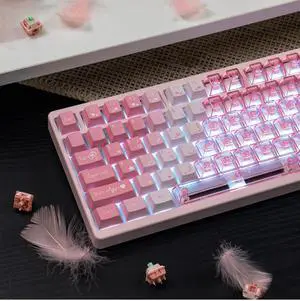 Transparent Gradient Keycaps,Cherry Profile Clear PBT+PC Keycaps Shine Through 150 Keys Full Size Key Cap Set for Cherry MX Switches Mechanical Gaming Keyboard DIY (Strawberry-Pink) Transparent Gradient Keycaps,Cherry Profile Clear PBT+PC Keycaps Shine Through 150 Keys Full Size Key Cap Set for Cherry MX Switches Mechanical Gaming Keyboard DIY (Strawberry-Pink)