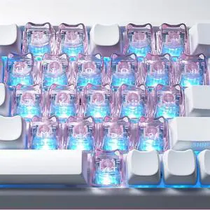 Cute Cat Shape Keycaps,Mao Profile 21Keys Heart-Shaped PC Transparent Keycaps RGB Backlit Custom Keycaps Set for Cherry MX Switches Mechanical Gaming Keyboard DIY (Pink) Cute Cat Shape Keycaps,Mao Profile 21Keys Heart-Shaped PC Transparent Keycaps RGB Backlit Custom Keycaps Set for Cherry MX Switches Mechanical Gaming Keyboard DIY (Pink)