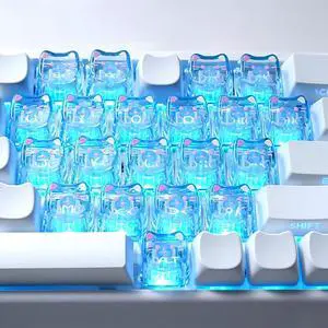 Cute Cat Shape Keycaps,Mao Profile 21Keys Heart-Shaped PC Transparent Keycaps RGB Backlit Custom Keycaps Set for Cherry MX Switches Mechanical Gaming Keyboard DIY (Blue) Cute Cat Shape Keycaps,Mao Profile 21Keys Heart-Shaped PC Transparent Keycaps RGB Backlit Custom Keycaps Set for Cherry MX Switches Mechanical Gaming Keyboard DIY (Blue)