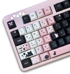 Black and Pink Keycaps,Cute Cat Aesthetic Rose Custom Gradient Keycaps Set Cherry Profile Dye Sublimation PBT Keycaps for Cherry MX Switches 60% 75% 100% Mechanical Gaming Keyboard (131 Keys) Black and Pink Keycaps,Cute Cat Aesthetic Rose Custom Gradient Keycaps Set Cherry Profile Dye Sublimation PBT Keycaps for Cherry MX Switches 60% 75% 100% Mechanical Gaming Keyboard (131 Keys)