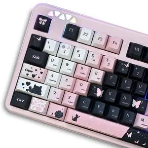 Black and Pink Keycaps,Cute Cat Aesthetic Rose Custom Gradient Keycaps Set Cherry Profile Dye Sublimation PBT Keycaps for Cherry MX Switches 60% 75% 100% Mechanical Gaming Keyboard (139 Keys) Black and Pink Keycaps,Cute Cat Aesthetic Rose Custom Gradient Keycaps Set Cherry Profile Dye Sublimation PBT Keycaps for Cherry MX Switches 60% 75% 100% Mechanical Gaming Keyboard (139 Keys)