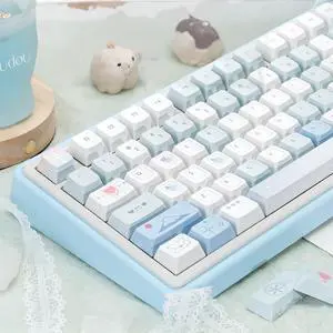 Cute Keycaps,Creamy Style Blue Keycaps Dye Sublimation Thick PBT Custom Keycap Cherry Profile 118 Keys Full Size Keycap Set for Cherry MX Switch 60% 75% Mechanical Gaming Keyboard (Love Letter) Cute Keycaps,Creamy Style Blue Keycaps Dye Sublimation Thick PBT Custom Keycap Cherry Profile 118 Keys Full Size Keycap Set for Cherry MX Switch 60% 75% Mechanical Gaming Keyboard (Love Letter)