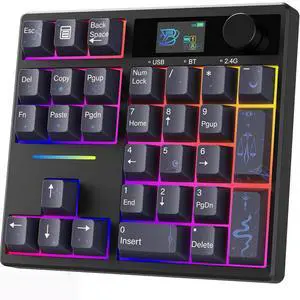 X BOYI TD31Pro Mechanical Number Pad,Hot Swap Gasket Mechanical Numeric Keypad with Knob&Screen Wireless BT5.0/2.4G/Type-C Wired RGB Gaming Numpad Programmable for Win/Mac (Black Moon-Star) X BOYI TD31Pro Mechanical Number Pad,Hot Swap Gasket Mechanical Numeric Keypad with Knob&Screen Wireless BT5.0/2.4G/Type-C Wired RGB Gaming Numpad Programmable for Win/Mac (Black Moon-Star)
