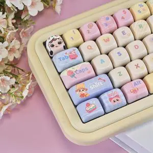 Cute Keycaps Set,MOA Profile Kawaii Cartoon Custom Keycaps Dye Sublimation Thick PBT Keycap 127 Keys Full Set for Cherry MX Switch 60% 75% 100% Mechanical Gaming Keyboard Creamy Keycap Cute Keycaps Set,MOA Profile Kawaii Cartoon Custom Keycaps Dye Sublimation Thick PBT Keycap 127 Keys Full Set for Cherry MX Switch 60% 75% 100% Mechanical Gaming Keyboard Creamy Keycap
