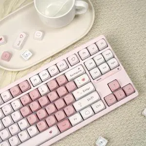 Pink and White Cute Keycaps,Peach Blossom Creamy Keycaps Dye Sublimation PBT Keycap 129 Keys Custom Keycaps Set for Cherry MX Switch 60% 75% 100% Mechanical Gaming Keyboard (MOA Profile) Pink and White Cute Keycaps,Peach Blossom Creamy Keycaps Dye Sublimation PBT Keycap 129 Keys Custom Keycaps Set for Cherry MX Switch 60% 75% 100% Mechanical Gaming Keyboard (MOA Profile)