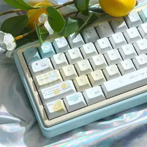 Lemon Summer Cherry Profile Keycaps 130 Keys PBT Dye-Sub Custom Keycap Cute Pastel Aesthetic Keycaps for 61/68/75/84/87/96/100/104 MX Switches Mechanical Keyboards Desk Decor (Blue-Yellow) Lemon Summer Cherry Profile Keycaps 130 Keys PBT Dye-Sub Custom Keycap Cute Pastel Aesthetic Keycaps for 61/68/75/84/87/96/100/104 MX Switches Mechanical Keyboards Desk Decor (Blue-Yellow)