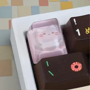 Cute Cat Keycaps,Transparent Pink Kawaii-Kitty Artisan Keycap Resin ESC Keys for Cherry MX Switches Mechanical Gaming Keyboard R4 Height Replacement Shine Through Personalized Keycap Cute Cat Keycaps,Transparent Pink Kawaii-Kitty Artisan Keycap Resin ESC Keys for Cherry MX Switches Mechanical Gaming Keyboard R4 Height Replacement Shine Through Personalized Keycap